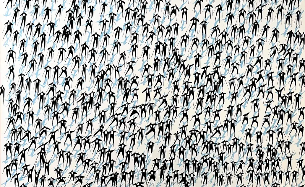 Art pattern of skiers